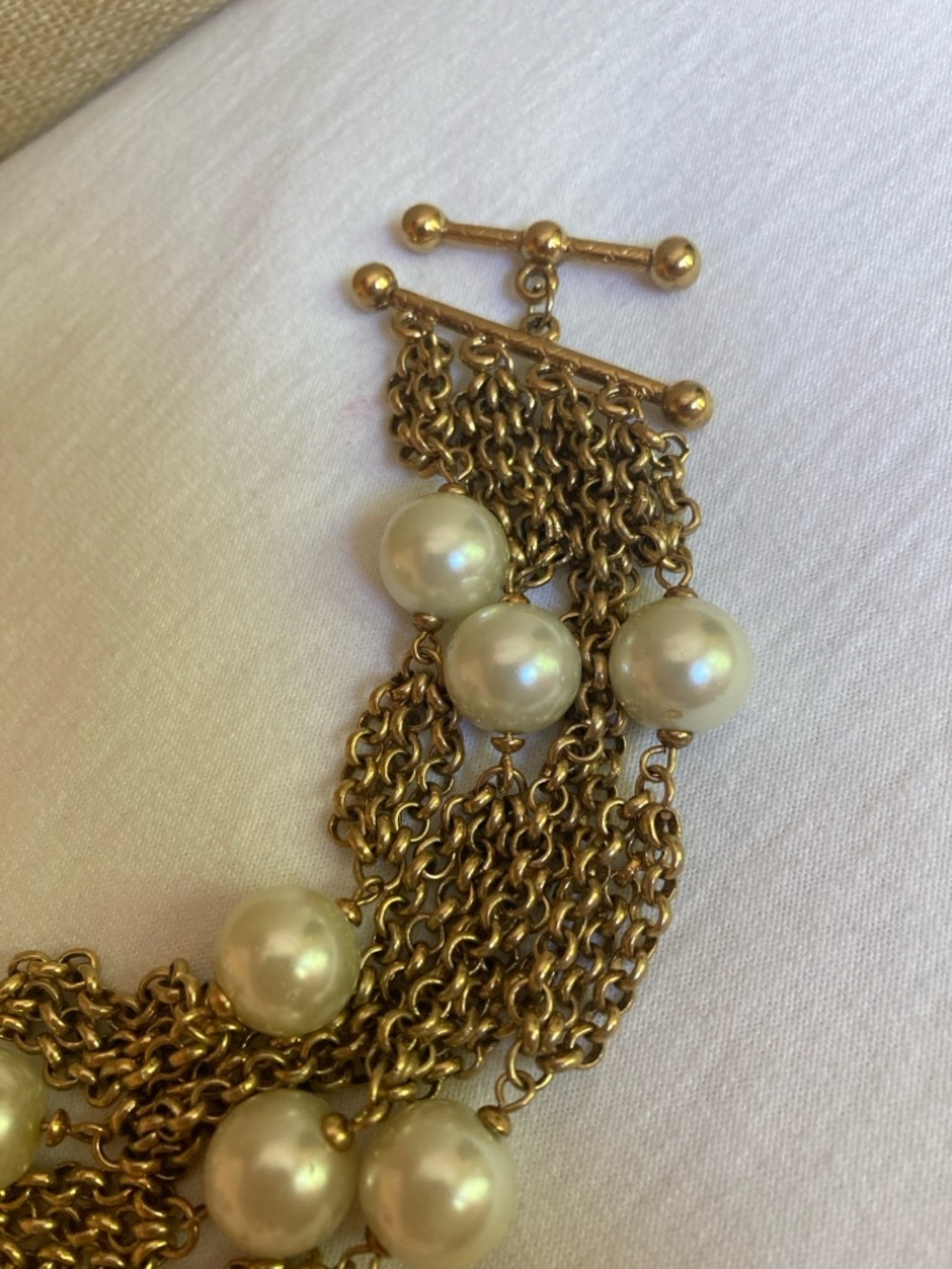 Multi Chains and Faux Pearls Statement Bracelet - Picture 4 of 6